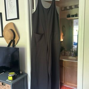 Charcoal Gray Sleeveless Jumpsuit with Pockets